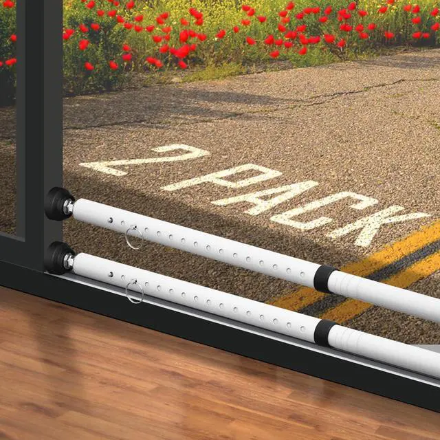 Main image of Sliding Door Security Bar, 18.5-51 inch Adjustable Patio Door Security bar with Rubber Tips, Multi-use Window Security Bars, Sliding Door Stopper, White, 2 Pack