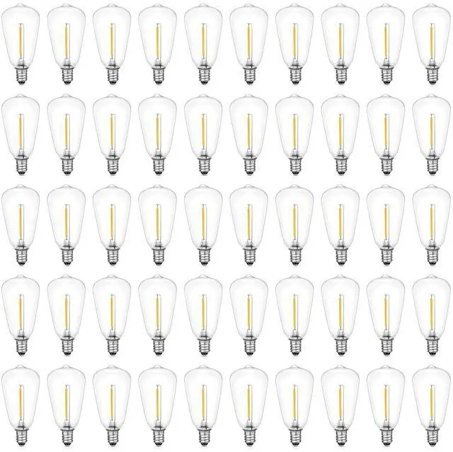 Main image of E12 Base ST38 LED Replacement Bulbs for Outdoor String Lights | Not Solar, Vinatge 1W LED Shatterproof Light Bulb, Warm White 2200K