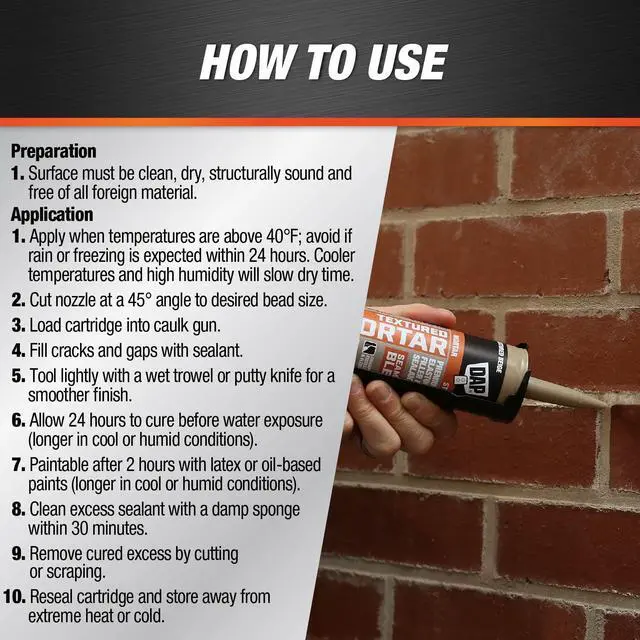 Alt view image 3 of 6 - Textured Mortar Premium Elastomeric Latex Filler & Sealant, Beige, 10.1 Oz (7079810081)
