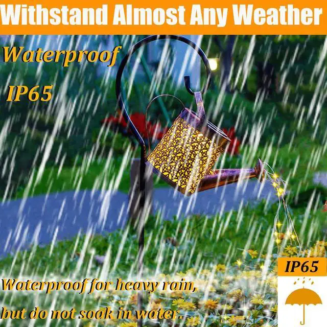 Alt view image 3 of 7 - Solar Watering Can Gardening Birthday Gifts for Mom Women Grandma | Solar Lanterns Outdoor Waterproof Garden Decor Ornaments,Metal Yard Art Path Light,Outside Patio Decorations,with Hook,Large