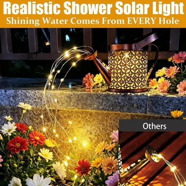 Alt view image 4 of 7 - Solar Watering Can Gardening Birthday Gifts for Mom Women Grandma | Solar Lanterns Outdoor Waterproof Garden Decor Ornaments,Metal Yard Art Path Light,Outside Patio Decorations,with Hook,Large