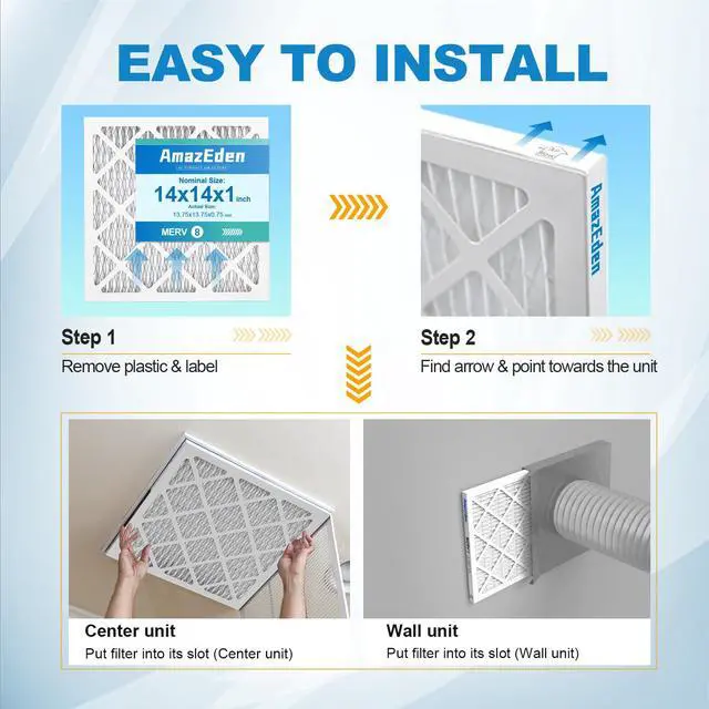 Alt view image 6 of 6 - 14x14x1 Air Filter 4 Pack MERV 8 Dust Defense Pleated Filter | AC Furnace Replacement Filter for Home Office MPR 600 FPR 5 (Actual Size: 13.75x13.75x0.75 Inches)