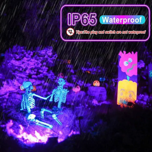 Alt view image 4 of 7 - 4 Pack 50W Black Light, LED Blacklight Flood Light with US Plug and Switch, Black Lights for Glow Party,Halloween,Body Painting,Birthday Party,Fluorescent Painting and Fluorescent Tapestry