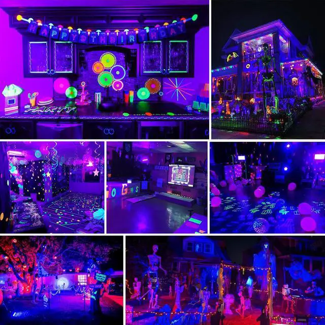Alt view image 7 of 7 - 4 Pack 50W Black Light, LED Blacklight Flood Light with US Plug and Switch, Black Lights for Glow Party,Halloween,Body Painting,Birthday Party,Fluorescent Painting and Fluorescent Tapestry