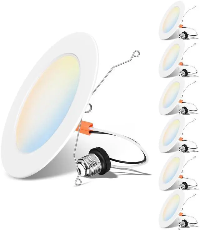 Main image of Recessed Lighting 6 Inch, Recessed Lights Color Selectable 2700/3000/4000/5000/6000K 5CCT, 10W(120W Equivalent) Dimmable LED Can Lights with E26,LED Retrofit Recessed Light 6 Inch, 6 Pack