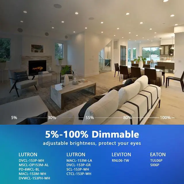 Alt view image 3 of 7 - Recessed Lighting 6 Inch, Recessed Lights Color Selectable 2700/3000/4000/5000/6000K 5CCT, 10W(120W Equivalent) Dimmable LED Can Lights with E26,LED Retrofit Recessed Light 6 Inch, 6 Pack