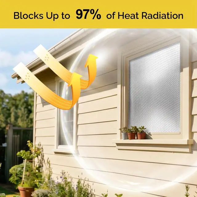 Alt view image 2 of 7 - Reflective Bubble Insulation Sheet, Double Side Window Insulation for Summer Heat, 48" x 10 Ft Aluminum Foil Bubble Shield, Sun Reflector for Window, RV, Garage Door, Roof