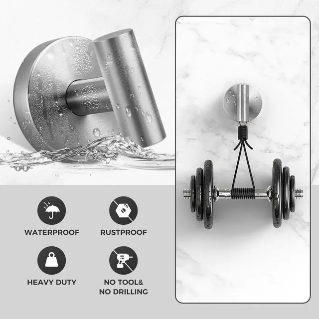 Alt view image 3 of 5 - Shower Hooks for Inside Shower,No-Drill Removable&Reusable Towel Hooks for Bathroom,Heavy Duty Suction Cup Hooks for Glass Window,4 Packs(Silver)