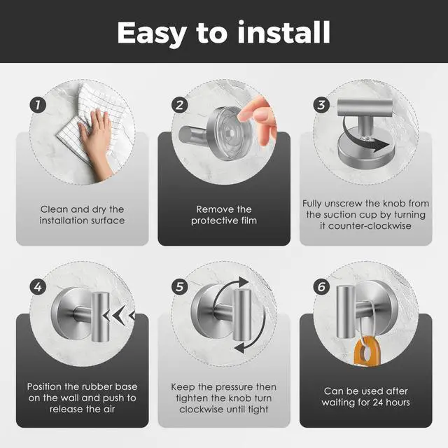 Alt view image 4 of 5 - Shower Hooks for Inside Shower,No-Drill Removable&Reusable Towel Hooks for Bathroom,Heavy Duty Suction Cup Hooks for Glass Window,4 Packs(Silver)
