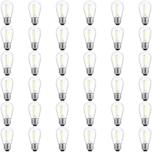 Main image of S14 E26 LED 1W String Light Replacement Outdoor Bulbs, Warm White, 36-Pack | Shatterproof, Waterproof, 11W Equivalent Incandescent Edison Bulb, Non-Dimmable, for Patio Backyard Garden Cafe Bistro Deck