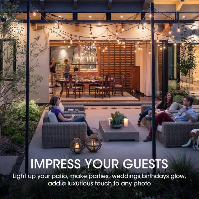 Alt view image 7 of 7 - S14 E26 LED 1W String Light Replacement Outdoor Bulbs, Warm White, 36-Pack | Shatterproof, Waterproof, 11W Equivalent Incandescent Edison Bulb, Non-Dimmable, for Patio Backyard Garden Cafe Bistro Deck