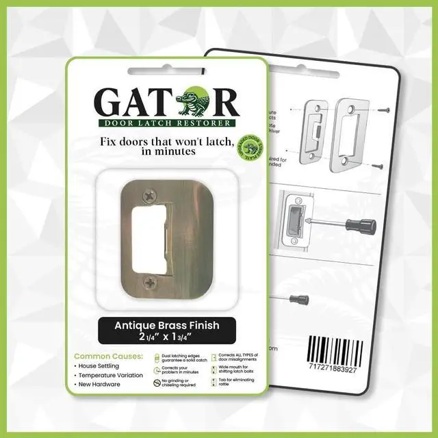 Alt view image 7 of 7 - Gator Door Strike Plate 2-1/4" Latch Restorer, Satin Nickel, 1-Pack | Fixes Misaligned & Won't-Latch Doors, No Chiseling, 2-1/4" x 1-3/4", Latch Restorer for Interior & Exterior Doors