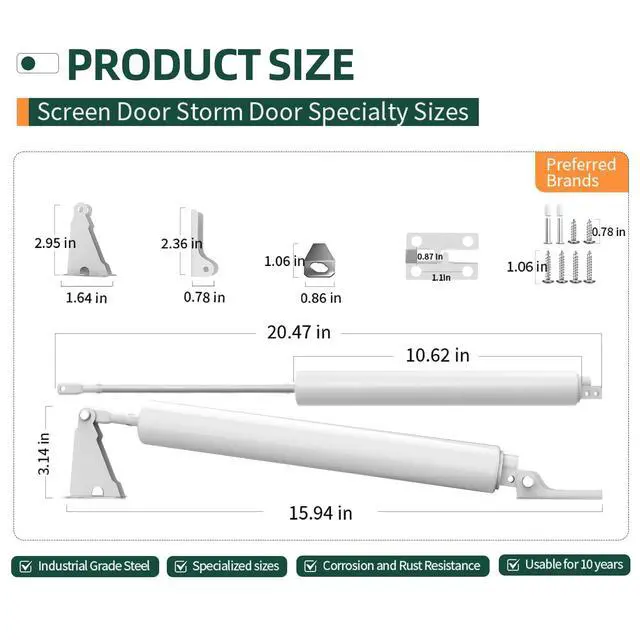 Alt view image 6 of 6 - Screen Door Closer, Storm Door Closer,Lasts for 10 Years, specifically Designed for Screen Doors and Storm Doors, 1 Pack