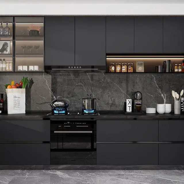Alt view image 5 of 7 - 24"x394" Black Wallpaper Peel and Stick Black Contact Paper Matte Solid Textured Self Adhesive Removable Thick Vinyl Film Roll for Cabinets Bedroom Wall Decoration