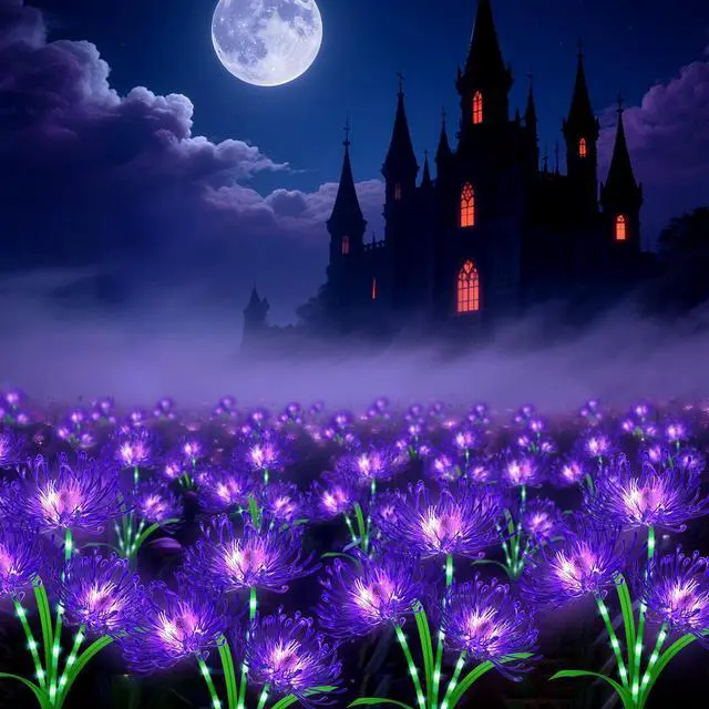 Main image of Halloween Solar Lights,4PCS Purple Spider Lily with Glowing stem | Outdoor Halloween Garden decor,Waterproof IP65 Yard Flower Lights for Pathway Lawn Patio,Garden Gifts for Women Mom Grandma