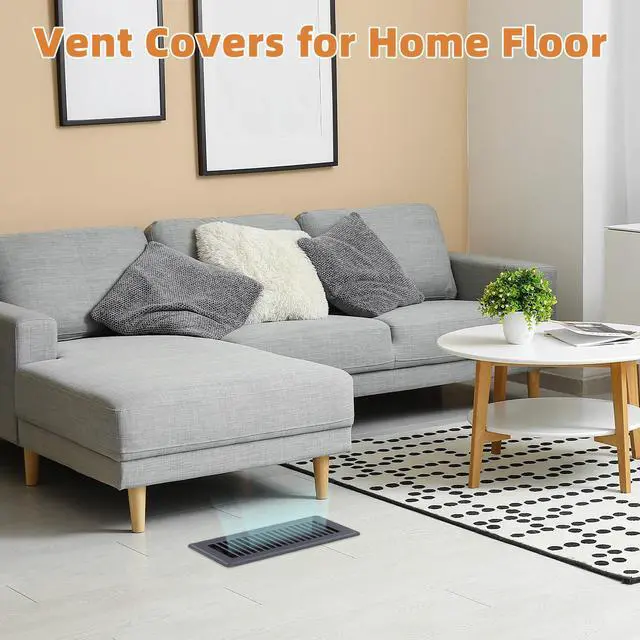 Alt view image 5 of 6 - Floor Register 4 x 10-8 Pack Gray Floor Vents, Heavy-Duty Steel Adjustable Airflow Floor Vent Covers, Rust-Resistant Vent Cover are Suitable for Living Room, Bedroom and Bathroom