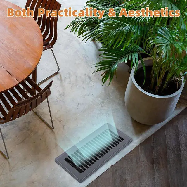 Alt view image 6 of 6 - Floor Register 4 x 10-8 Pack Gray Floor Vents, Heavy-Duty Steel Adjustable Airflow Floor Vent Covers, Rust-Resistant Vent Cover are Suitable for Living Room, Bedroom and Bathroom