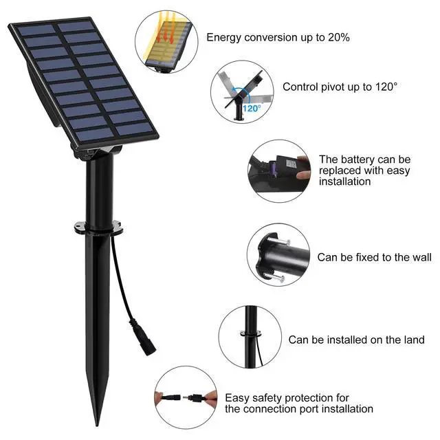 Alt view image 5 of 7 - Solar Spot Lights Outdoor, Solar Landscape Spotlights, Warm White | IP65 Waterproof, 2 Brightness Modes, Dusk to Dawn Solar Uplights for Flag, Garden, Yard, Pathway, Patio, Lawn