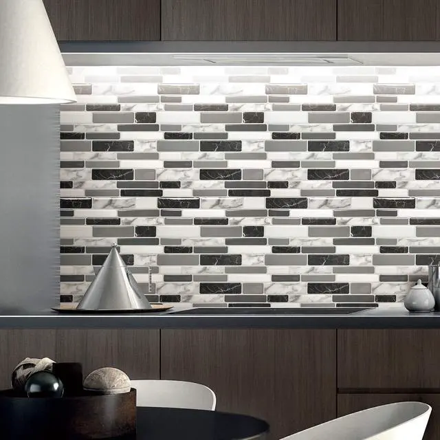 Alt view image 3 of 7 - 12 x 12 Inch Vinyl Peel and Stick Backsplash, 10-Pack, Marble Grey | Waterproof, Lightweight, Self Adhesive, Easy to Install, No Residue, for Kitchen & Bedroom Decor, Ideal for Recently Moved