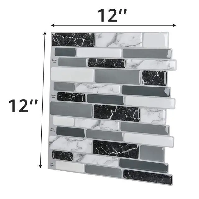 Alt view image 5 of 7 - 12 x 12 Inch Vinyl Peel and Stick Backsplash, 10-Pack, Marble Grey | Waterproof, Lightweight, Self Adhesive, Easy to Install, No Residue, for Kitchen & Bedroom Decor, Ideal for Recently Moved