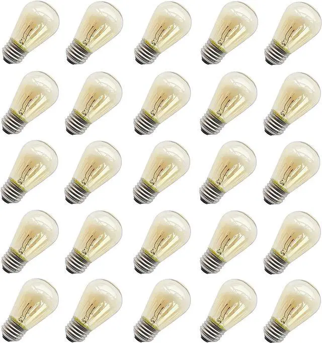 Main image of 11W Outdoor String Light Bulbs with E26 Base, 25 Pack | 11W Outdoor Light Bulbs for String Lights, S14 Incandescent Replacement Bulbs for Outdoor Patio String Lights