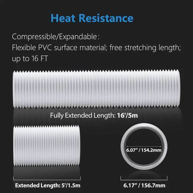Alt view image 2 of 7 - 6 Inch Duct -16 FT White PVC and Aluminum Ducting for Heating Cooling Ventilation and Exhaust