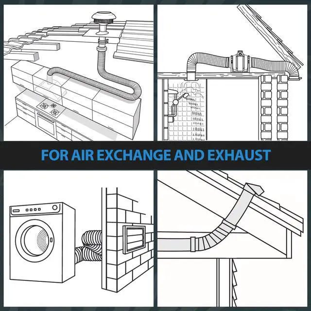 Alt view image 7 of 7 - 6 Inch Duct -16 FT White PVC and Aluminum Ducting for Heating Cooling Ventilation and Exhaust