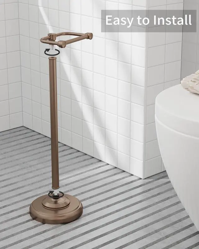 Alt view image 7 of 7 - Toilet Paper Holder Stand, Bronze Toilet Paper Holder Free Standing, Post Pivoting Design & Stable Weighted Base SUS304 Stainless Steel for Bathroom (Mega Roll)