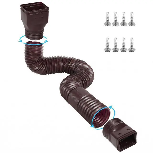 Main image of Rain Gutter Downspout Extensions, Downspout Extender for Rainwater Drainage Flexible, Down Spout Drain Extension Pipe and Extendable from 21 to 66 Inches (Brown)