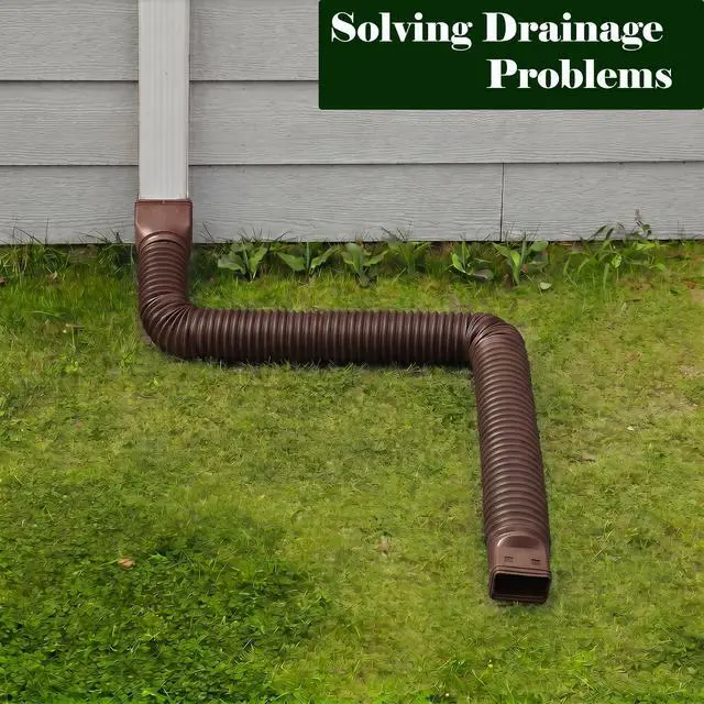 Alt view image 4 of 6 - Rain Gutter Downspout Extensions, Downspout Extender for Rainwater Drainage Flexible, Down Spout Drain Extension Pipe and Extendable from 21 to 66 Inches (Brown)