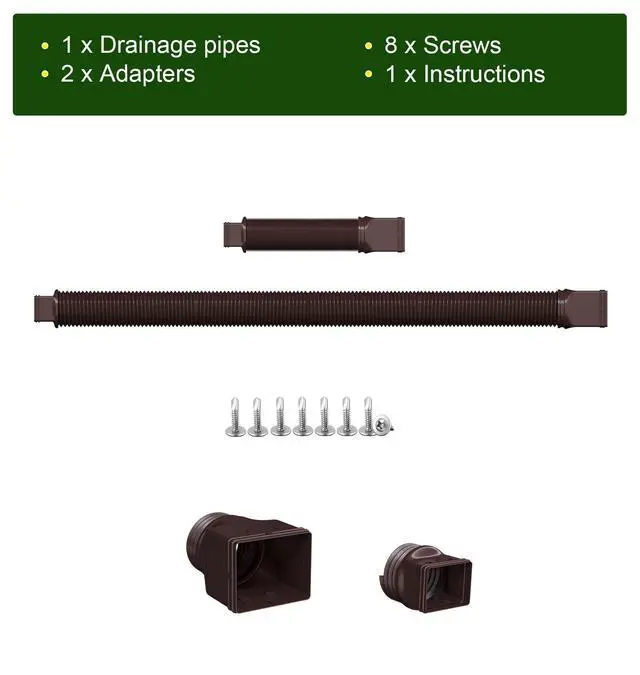 Alt view image 6 of 6 - Rain Gutter Downspout Extensions, Downspout Extender for Rainwater Drainage Flexible, Down Spout Drain Extension Pipe and Extendable from 21 to 66 Inches (Brown)