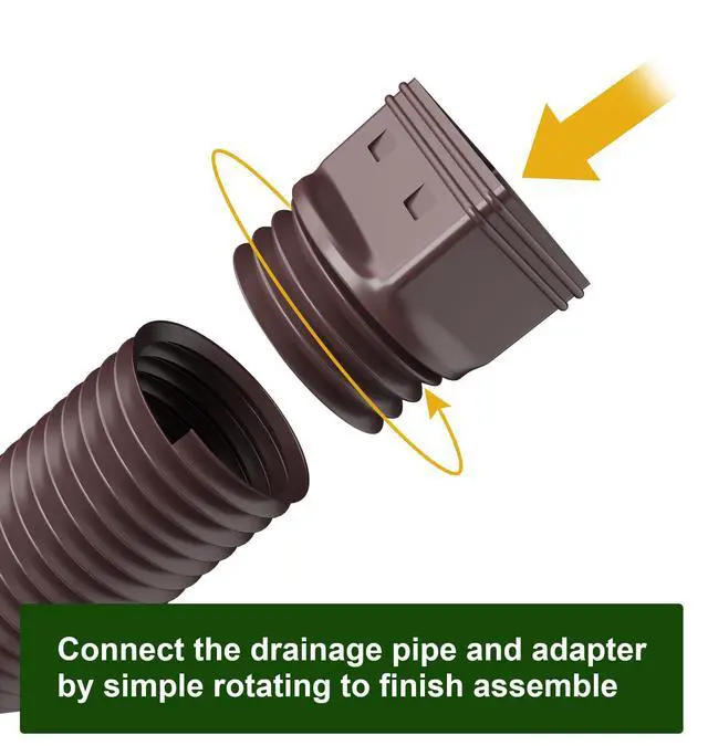 Alt view image 5 of 6 - Rain Gutter Downspout Extensions, Downspout Extender for Rainwater Drainage Flexible, Down Spout Drain Extension Pipe and Extendable from 21 to 66 Inches (Brown)