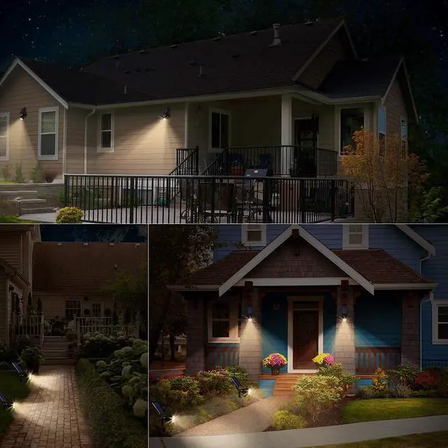 Alt view image 7 of 7 - Solar Spot Lights Outdoor Adjustable Spotlights, 4 Pack Warm White | 25 Ft Focused Beam, Dual Brightness Modes, IP65 Waterproof, Long Runtime, Ground or Wall Mount, Auto On/Off for Landscape