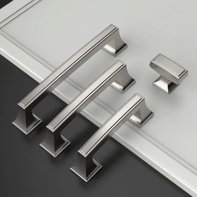 Alt view image 2 of 7 - 10 Pack Brushed Satin Nickel Cabinet Pulls 5 Inch(128mm) Hole Center Cabinet Hardware Kitchen Cabinet Handles for Bathroom Drawer Pulls Dresser Pulls ZH0010