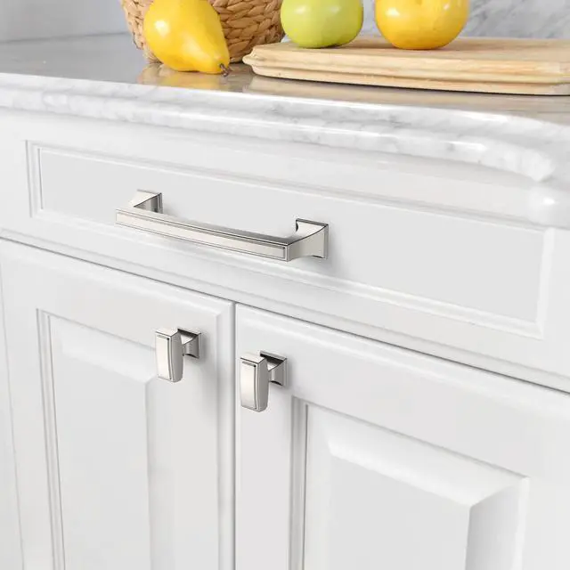 Alt view image 3 of 7 - 10 Pack Brushed Satin Nickel Cabinet Pulls 5 Inch(128mm) Hole Center Cabinet Hardware Kitchen Cabinet Handles for Bathroom Drawer Pulls Dresser Pulls ZH0010