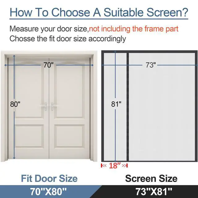 Alt view image 4 of 7 - Magnetic Screen Door Thicker 255g/ Mesh for Sliding/French Doors | Reversible Wide Left Right Side Opening Fits door to 70 x 80,Heavy Duty Mesh Bug Door Screen Magnetic Closure for Patio Door