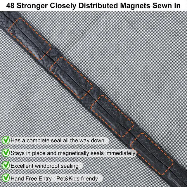 Alt view image 5 of 7 - Magnetic Screen Door Thicker 255g/ Mesh for Sliding/French Doors | Reversible Wide Left Right Side Opening Fits door to 70 x 80,Heavy Duty Mesh Bug Door Screen Magnetic Closure for Patio Door