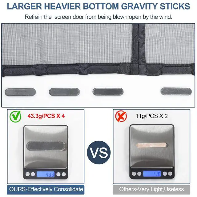 Alt view image 7 of 7 - Magnetic Screen Door Thicker 255g/ Mesh for Sliding/French Doors | Reversible Wide Left Right Side Opening Fits door to 70 x 80,Heavy Duty Mesh Bug Door Screen Magnetic Closure for Patio Door