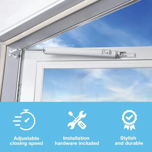 Alt view image 3 of 7 - Standard Duty Pneumatic Screen & Storm Door Closer Adjustable Closing Speed, Quiet Operation, Easy Installation (Transitional, White)