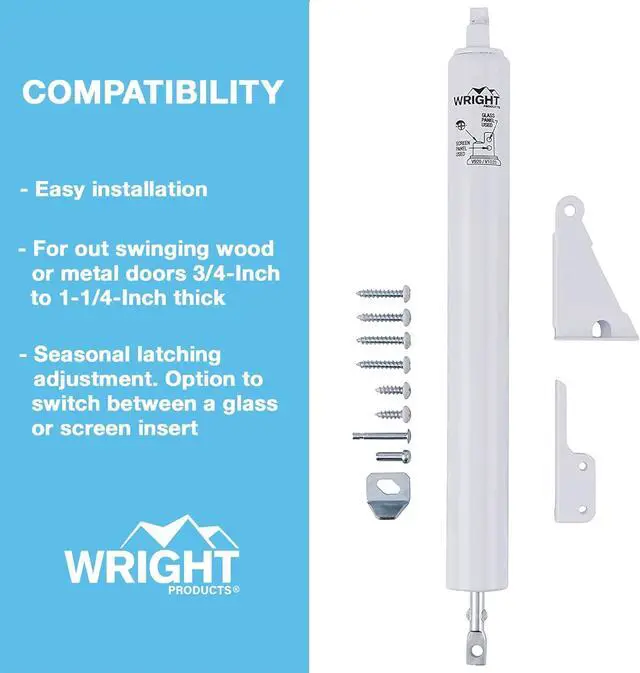 Alt view image 4 of 7 - Standard Duty Pneumatic Screen & Storm Door Closer Adjustable Closing Speed, Quiet Operation, Easy Installation (Transitional, White)