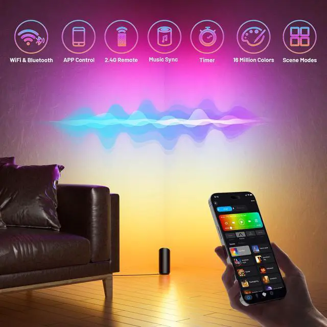 Alt view image 3 of 7 - 2 Pack Up Lights Indoor Floor Can Light, 6W RGB GU10 LED Spotlights, Indoor Uplights for Home Accent, Plant, Artwork, 5.9FT Plug Cord & Foot Switch, Black