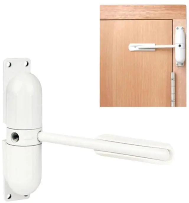 Main image of Door Closer Automatic Safety Spring Door Closer Easy to Install to Convert Hinged Doors to Self-Closing White