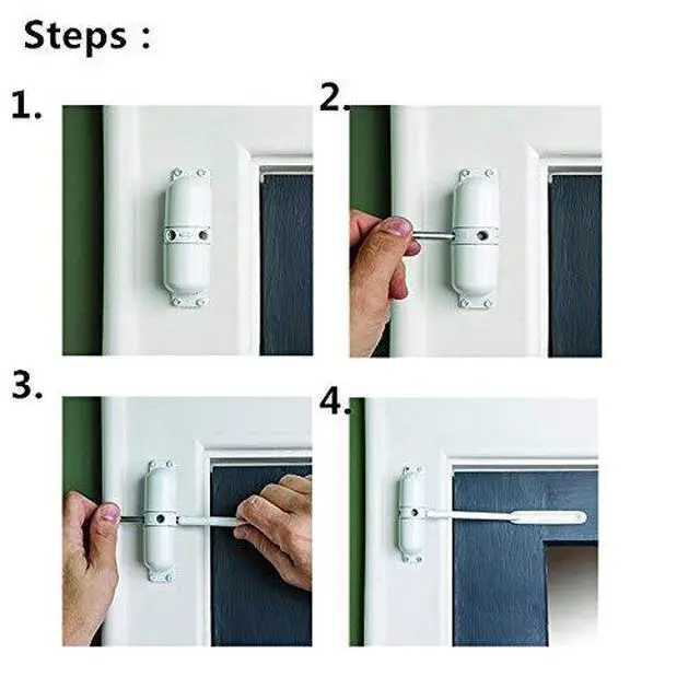 Alt view image 2 of 5 - Door Closer Automatic Safety Spring Door Closer Easy to Install to Convert Hinged Doors to Self-Closing White