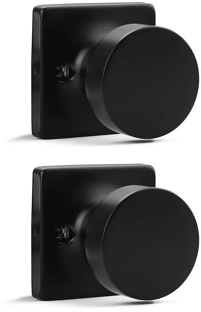 Main image of Dummy Door Knob Matte Black Finish, 2 Pack Standard Size Interior Door Handles Single Sided Dummy Door Handles, Flat Ball Knob for Closet