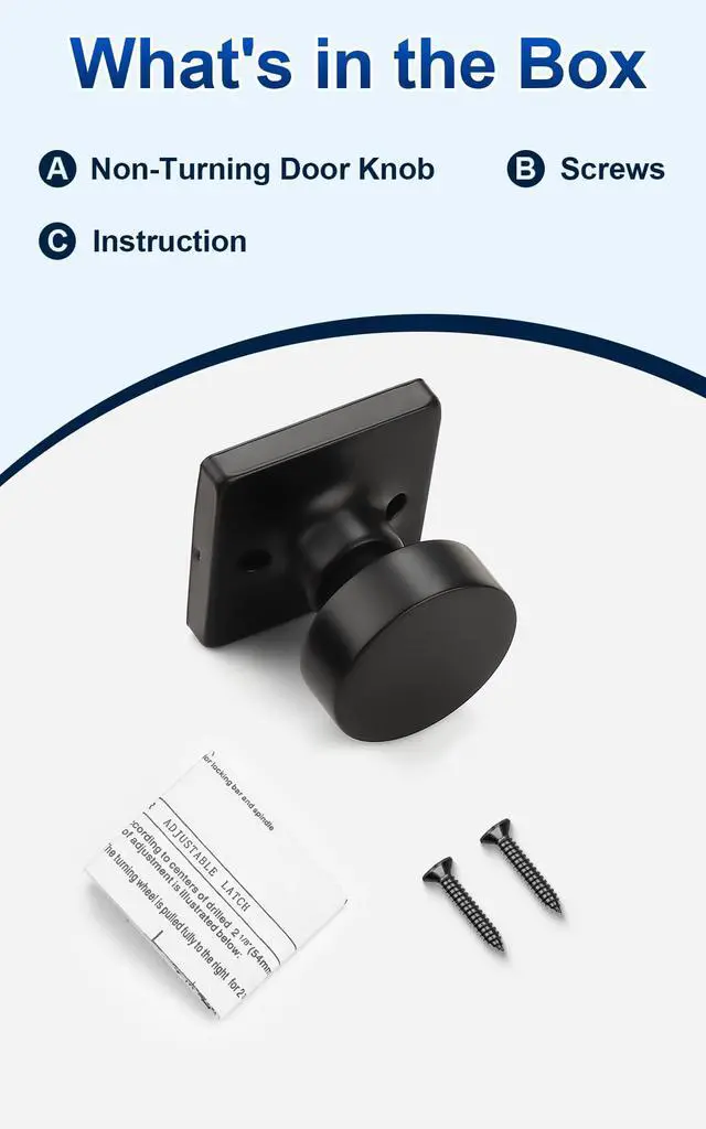 Alt view image 7 of 7 - Dummy Door Knob Matte Black Finish, 2 Pack Standard Size Interior Door Handles Single Sided Dummy Door Handles, Flat Ball Knob for Closet