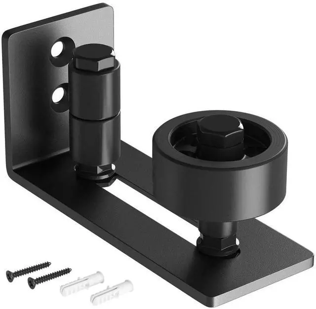 Main image of Sliding Barn Door Floor Guide for Bottom Adjustable Roller | 8 Setup Options for DIYers - Flush Design Bottom Flat Barn Door Floor Guide Stay Roller (Black) 1PCS