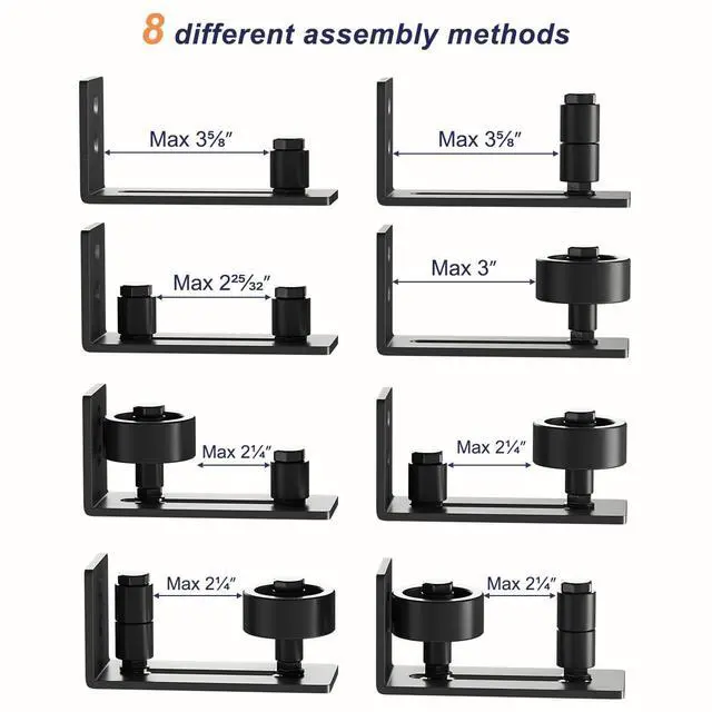 Alt view image 3 of 7 - Sliding Barn Door Floor Guide for Bottom Adjustable Roller | 8 Setup Options for DIYers - Flush Design Bottom Flat Barn Door Floor Guide Stay Roller (Black) 1PCS