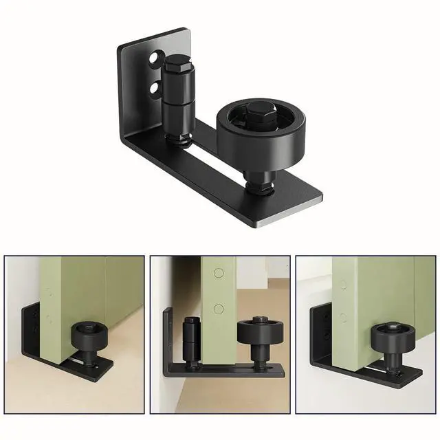 Alt view image 4 of 7 - Sliding Barn Door Floor Guide for Bottom Adjustable Roller | 8 Setup Options for DIYers - Flush Design Bottom Flat Barn Door Floor Guide Stay Roller (Black) 1PCS