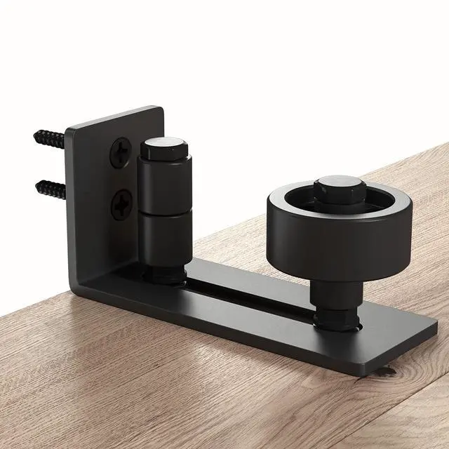 Alt view image 6 of 7 - Sliding Barn Door Floor Guide for Bottom Adjustable Roller | 8 Setup Options for DIYers - Flush Design Bottom Flat Barn Door Floor Guide Stay Roller (Black) 1PCS