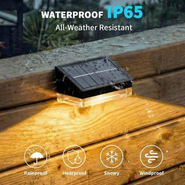 Alt view image 7 of 7 - Solar Fence Lights 12 Pack, Outdoor Solar Lights with 3 Color Temperatures, IP65 Waterproof Wide-Angle LED Lighting for Fence, Patio, Yard, Deck, Wall, Garden (Black)